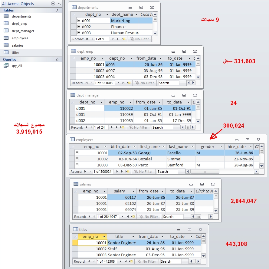ملف قاعدة بيانات اكسس يحتوي على 3,919,015 سجل ، لتجربة سرعة برنامجك